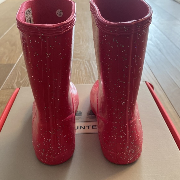 Hunter girls kids first pink glitter rain boots 12 US - Picture 3 of 7
